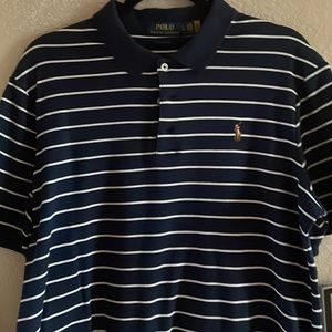 Ralph Lauren Striped Polo Shirt. Navy & White. New, never worn.